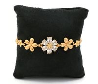 Women's Floral Design Bracelet Studded with White Stones (A1983502) - thumbnail