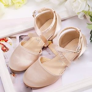 Girls' Heels Daily Heel Flower Girl Shoes Satin Big Kids(7years ) Little Kids(4-7ys) School Party Daily Walking Shoes Dancing Buckle Champagne Ivory Fall Summer  TPR (Thermoplastic Rubber) Lightinthebox