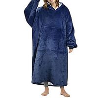 Women's Casual Dress Night Dress Long Dress Maxi Dress Adorable Daily Pocket Solid Color Hooded Home Lounge Navy Pink 2023 Fall Winter One-Size Lightinthebox - thumbnail