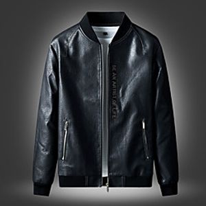 Men's Jacket Daily Spring Regular Coat Slim Windproof Warm Elegant Jacket Long Sleeve Solid Color Patchwork Green Black miniinthebox