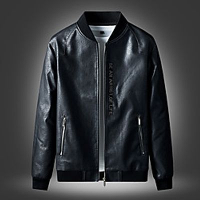 Men's Jacket Daily Spring Regular Coat Slim Windproof Warm Elegant Jacket Long Sleeve Solid Color Patchwork Green Black miniinthebox