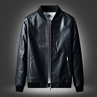 Men's Jacket Daily Spring Regular Coat Slim Windproof Warm Elegant Jacket Long Sleeve Solid Color Patchwork Green Black miniinthebox - thumbnail
