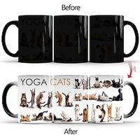 YOGA CAT Color Changing Coffee Mug, 11OZ Ceramic Coffee Cup, Heat Sensitive Water Cup, Summer Winter Drinkware, Birthday Gifts, New Year Gifts, Valentine's Day Gift Lightinthebox - thumbnail