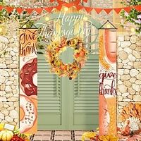 Thanksgiving Couplet Thanks Giving Harvest Festival Flag Hanging Party Flag Atmosphere Decoration Door Curtain miniinthebox - thumbnail