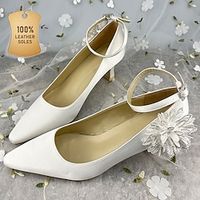 Women's Wedding Shoes Mary Jane Wedding Party Bridal Shoes Bridesmaid Shoes Wedding Boots Satin Flower Low Heel Square Toe Elegant Satin Ankle Strap White Lightinthebox - thumbnail