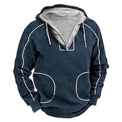 Men's Hoodie Quarter Zip Hoodie Black Navy Blue Green Gray Hooded Plain Patchwork Sports  Outdoor Daily Holiday Vintage Streetwear Cool Spring   Fall Clothing Apparel Hoodies Sweatshirts  miniinthebox