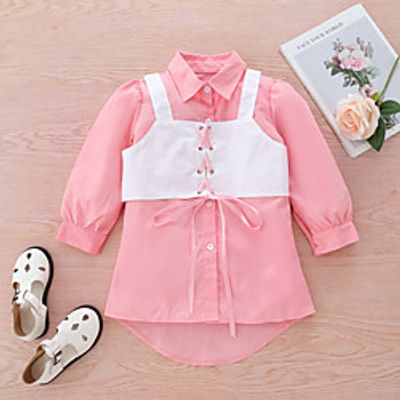 Kids Girls' Tank  SKirt Clothing Set 2 Pieces Pink Solid Color Indoor Outdoor Sweet Lightinthebox