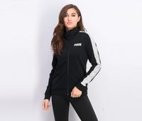 Womens Puma Contrast Full Zip Jacket  Grey/Black - thumbnail