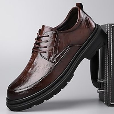 Men's Oxfords Retro Walking Casual Daily Leather Comfortable Booties / Ankle Boots Loafer Dark Brown Black Spring Fall miniinthebox