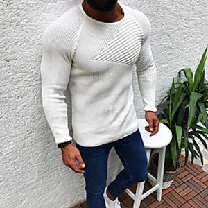 Men's Unisex Pullover Knitted Solid Color Stylish Vintage Style Long Sleeve Sweater Cardigans Crew Neck Fall Winter Yellow Army Green Gray Lightinthebox