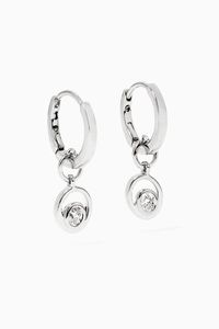 Rock Huggie Charm 1 White Gold Earrings