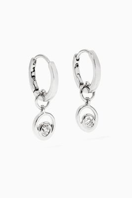 Rock Huggie Charm 1 White Gold Earrings