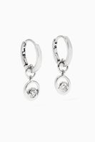 Rock Huggie Charm 1 White Gold Earrings - thumbnail
