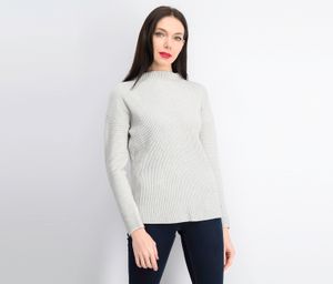 Womens Textured Long Sleeve Sweater  Grey