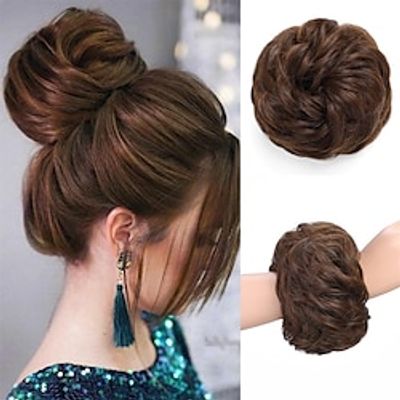 1PCS Messy Bun Hair Piece Messy Hair Bun Scrunchies for Women Wavy Curly Chignon Ponytail Hair Extensions Synthetic Thick Tousled Updo Bun Lightinthebox