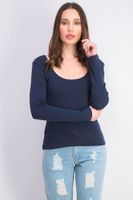 Womens Low Back Neck Blouse  Navy - thumbnail