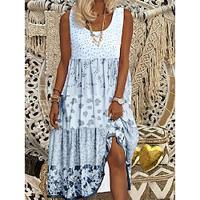 Women's Graphic Print Crew Neck Midi Dress Bohemia Home Date Sleeveless Summer Lightinthebox