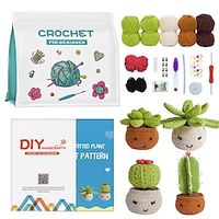 Beginner Crochet Kit for Adults,4pcs/set Beginner Crochet Learn to Crochet Kit,Crochet Kits, Succulent Plants Crochet Set, Knitting Kit for Beginners miniinthebox - thumbnail