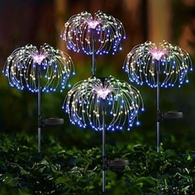 1Pc 200/150/120/90LEDs Solar Fireworks Lights Outdoor Waterproof, Solar Garden Lights Outdoor 8 Lighting Modes with Remote Control, DIY Starburst Fairy Lights for Patio Christmas Party Yard Decorative miniinthebox