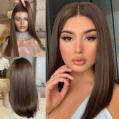 Remy Human Hair 13x4 Lace Front Wig Free Part Brazilian Hair Straight Brown Wig 130% 150% Density with Baby Hair Glueless Pre-Plucked For Women Long Human Hair Lace Wig Lightinthebox