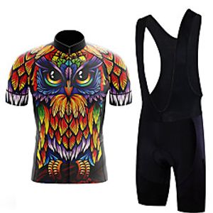 21Grams Men's Short Sleeve Cycling Jersey with Bib Shorts Summer Spandex Orange Animal Bike Quick Dry Moisture Wicking Sports Graphic Mountain Bike MTB Road Bike Cycling Clothing Apparel  Stretchy Lightinthebox