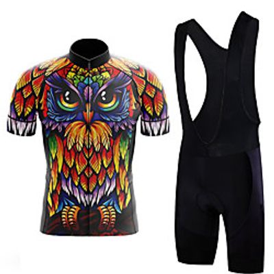 21Grams Men's Short Sleeve Cycling Jersey with Bib Shorts Summer Spandex Orange Animal Bike Quick Dry Moisture Wicking Sports Graphic Mountain Bike MTB Road Bike Cycling Clothing Apparel  Stretchy Lightinthebox