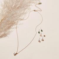 Embellished 4-Piece Pendant Necklace and Stud Earrings Set