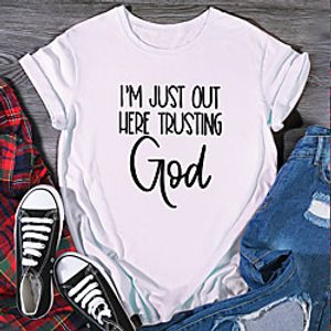 Women's T shirt Graphic Print Round Neck Tops 100% Cotton Basic Basic Top White Black Purple Lightinthebox