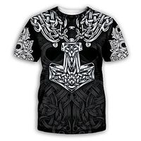 Men's T shirt Shirt Graphic Print Short Sleeve Party Tops Exaggerated Round Neck Black miniinthebox - thumbnail