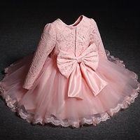 Kids Girls' Party Dress Solid Color Long Sleeve Formal Performance Special Occasion Adorable Princess Cotton Polyester Knee-length Party Dress Spring Fall Winter 3-10 Years White Pink Red Lightinthebox - thumbnail