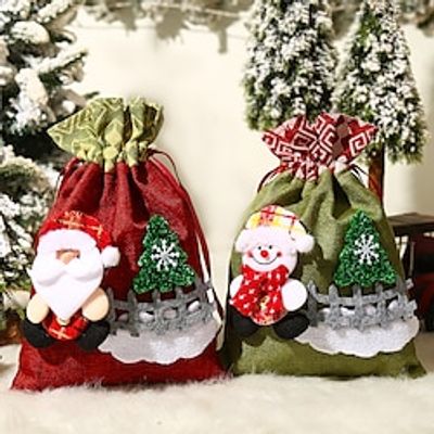 Holiday Candy Bag Santa Gift Bag Christmas Candy Bag Burlap Santa Gift Bags Drawstrings Favors Bag Soft Bag Reusable Treat Bags Pouch Bag for Candies Jewelry Gifts Santa Gift Sack. Lightinthebox