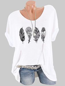 Round Neck Print Short Sleeve T-shirt