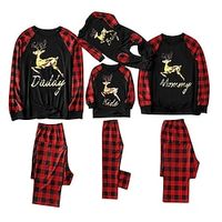 Family Christmas Pajamas Animal School Print Black Dark Red Yellow Long Sleeve Mommy And Me Outfits Active Matching Outfits Lightinthebox - thumbnail