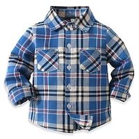 Toddler Boys Shirt Plaid Long Sleeve School Adorable Royal Blue Winter Clothes 3-7 Years  Fall Lightinthebox - thumbnail