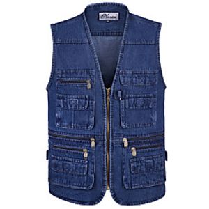 Men's Hiking Fishing Vest Work Vest Outdoor Casual Lightweight with Multi Pockets Summer Travel Cargo Safari Photo Denim Vest Wear Resistance Breathable Waistcoat Jacket Coat Top miniinthebox