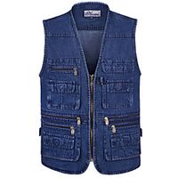 Men's Hiking Fishing Vest Work Vest Outdoor Casual Lightweight with Multi Pockets Summer Travel Cargo Safari Photo Denim Vest Wear Resistance Breathable Waistcoat Jacket Coat Top miniinthebox - thumbnail