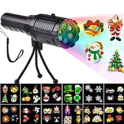 USB Rechargeable LED Christmas Projector Lights 2 in 1 Projection Handheld Flashlight with 12 Patterns for Christmas Halloween miniinthebox