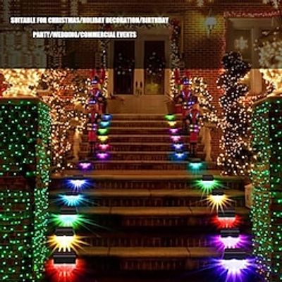 Solar LED Fence Light Outdoor Wall Light Waterproof Step Light Courtyard Landscape Light for Outdoor Garden Steps and Stairs 2 Modes Warm White/RGB Lighting 2/4pcs miniinthebox