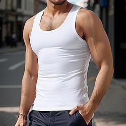 Men's Tank Top Vest Top Undershirt Sleeveless Shirt Plain U Neck Street Vacation Sleeveless Clothing Apparel Fashion Designer Basic Lightinthebox