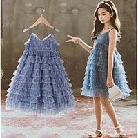 fashion girls plaid dresses 2021 summer children lace tiered ruffle suspender tutu dress kids v-neck princess clothing a5953 Lightinthebox - thumbnail