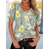 Women's T shirt Tee Casual Green Short Sleeve Elegant V Neck Summer Lightinthebox