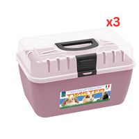 Georplast Twister Small Pets Transport Box - Pink (Pack of 3)