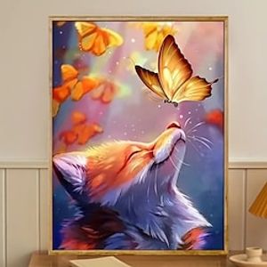 Animal Wall Art Canvas Fox Kisses Butterfly Prints and Posters Abstract Portrait Pictures Decorative Fabric Painting For Living Room Pictures No Frame miniinthebox
