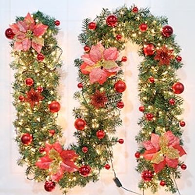 LED Vine Rattan 2.7m 9FT String Lights Xmas Ornaments Christmas Tree Festival Decorations Gold and Red Garland Light miniinthebox