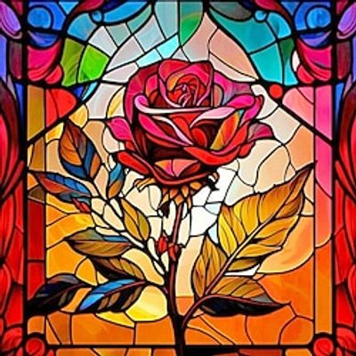 1pc Floral DIY Diamond Painting Glass Crystal Painted Rose Flower Diamond Painting Handcraft Home Gift Without Frame miniinthebox