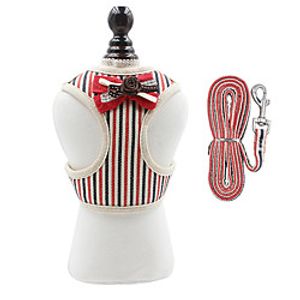 Dog Cat Harness Leash Portable Vest Anti Lost Outdoor Stripes Bowknot Polyester Husky Labrador Alaskan Malamute Golden Retriever Border Collie Shiba Inu Red Gray 1 set miniinthebox