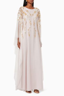 Floral Embroidered Kaftan in Tulle Floral Embroidered Kaftan in Tulle