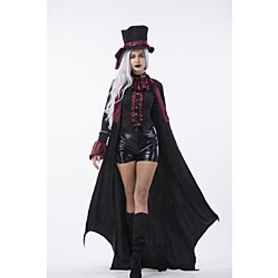 Vampire Cosplay Costume Adults' Women's Halloween Halloween Halloween Festival  Holiday Terylene Black Women's Easy Carnival Costumes Solid Color  Coat  Shirt  Shorts  Hat Lightinthebox