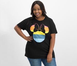 Womens Minnie Mouse Graphic Print Top  Black