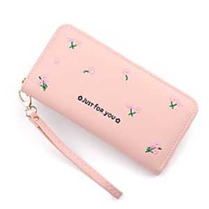 Women's Bags PU Leather Wallet Zipper Embroidered Daily Office  Career 2021 Wine Blue Blushing Pink Dusty Rose Lightinthebox